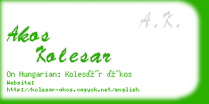 akos kolesar business card